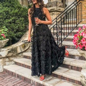 NWT- Chic wish feather tassel evening gown
